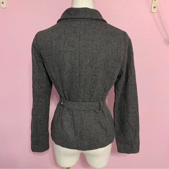 H&M Dark Gray Wool Textured Jacket with Belt 4 - Picture 2 of 12